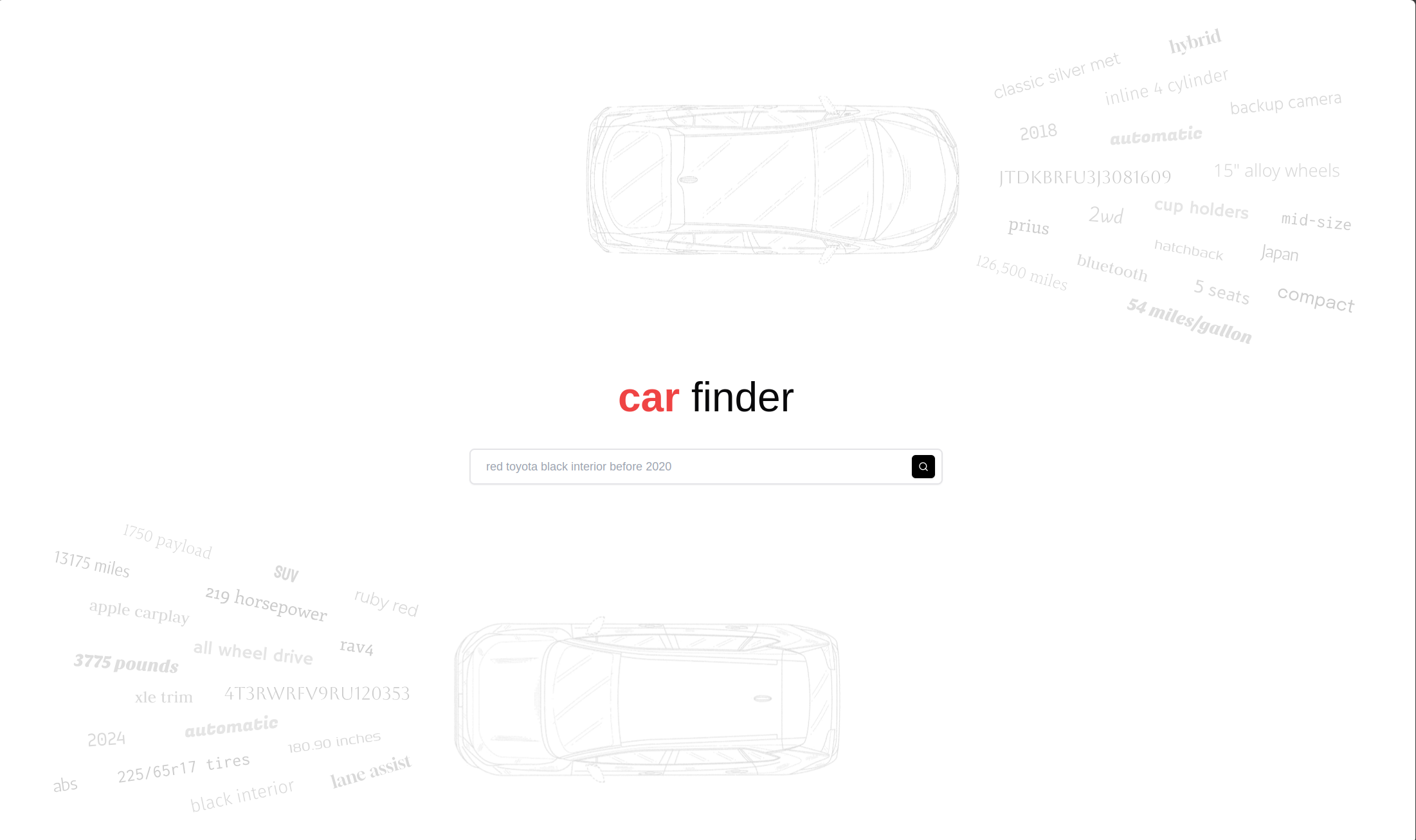 Car Finder - a car marketplace using vector search